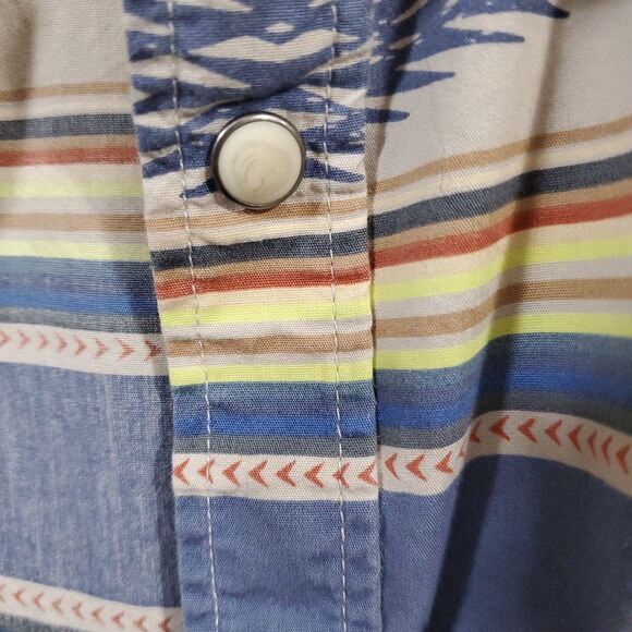 Ariat Retro Fit Mens Shirt XXL Striped Aztec w/ Pearl Snap Buttons Southwestern - Picture 13 of 16